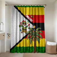 Zimbabwe Christmas Bathroom Set with Festive Santa Palm Tree and Red Yellow Green Flag - Wonder Print Shop