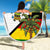 Zimbabwe Christmas Beach Blanket with Festive Santa Palm Tree and Red Yellow Green Flag - Wonder Print Shop