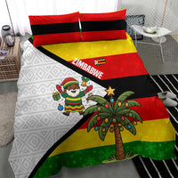 Zimbabwe Christmas Bedding Set with Festive Santa Palm Tree and Red Yellow Green Flag - Wonder Print Shop