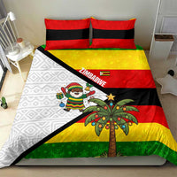 Zimbabwe Christmas Bedding Set with Festive Santa Palm Tree and Red Yellow Green Flag - Wonder Print Shop