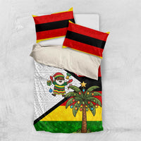 Zimbabwe Christmas Bedding Set with Festive Santa Palm Tree and Red Yellow Green Flag - Wonder Print Shop