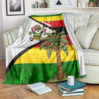 Zimbabwe Christmas Blanket with Festive Santa Palm Tree and Red Yellow Green Flag - Wonder Print Shop