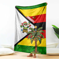 Zimbabwe Christmas Blanket with Festive Santa Palm Tree and Red Yellow Green Flag - Wonder Print Shop