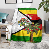 Zimbabwe Christmas Blanket with Festive Santa Palm Tree and Red Yellow Green Flag - Wonder Print Shop