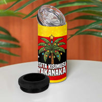 Zimbabwe Christmas 4 in 1 Can Cooler Tumbler with Festive Santa Palm Tree and Red Yellow Green Flag - Wonder Print Shop