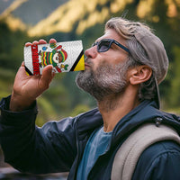 Zimbabwe Christmas 4 in 1 Can Cooler Tumbler with Festive Santa Palm Tree and Red Yellow Green Flag - Wonder Print Shop