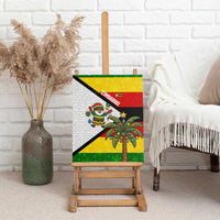 Zimbabwe Christmas Canvas Wall Art with Festive Santa Palm Tree and Red Yellow Green Flag - Wonder Print Shop