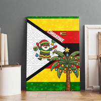 Zimbabwe Christmas Canvas Wall Art with Festive Santa Palm Tree and Red Yellow Green Flag - Wonder Print Shop