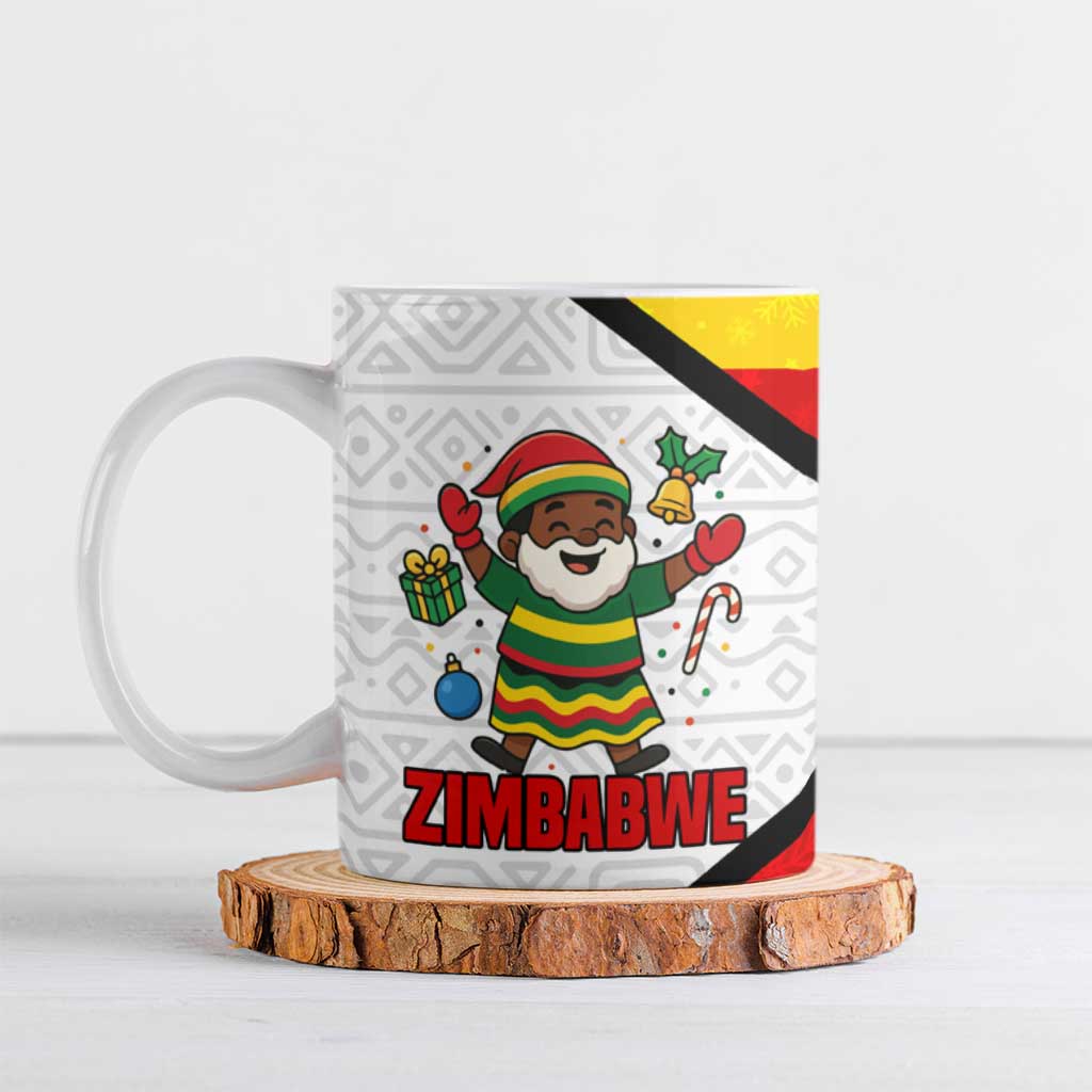 Zimbabwe Christmas Ceramic Mug with Festive Santa Palm Tree and Red Yellow Green Flag - Wonder Print Shop
