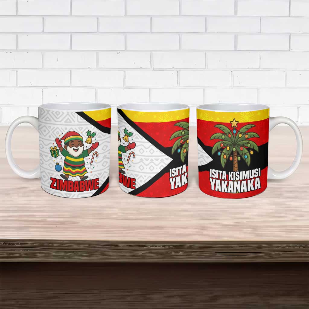 Zimbabwe Christmas Ceramic Mug with Festive Santa Palm Tree and Red Yellow Green Flag - Wonder Print Shop