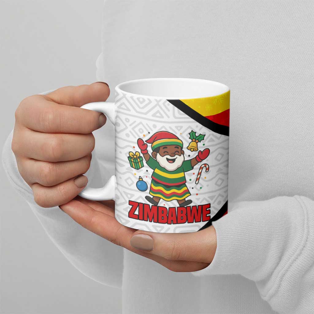 Zimbabwe Christmas Ceramic Mug with Festive Santa Palm Tree and Red Yellow Green Flag - Wonder Print Shop