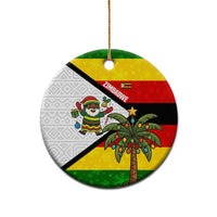 Zimbabwe Christmas Ceramic Ornament with Festive Santa Palm Tree and Red Yellow Green Flag - Wonder Print Shop