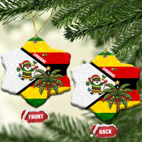 Zimbabwe Christmas Ceramic Ornament with Festive Santa Palm Tree and Red Yellow Green Flag - Wonder Print Shop