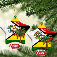 Zimbabwe Christmas Ceramic Ornament with Festive Santa Palm Tree and Red Yellow Green Flag - Wonder Print Shop