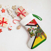 Zimbabwe Christmas Stocking with Festive Santa Palm Tree and Red Yellow Green Flag - Wonder Print Shop
