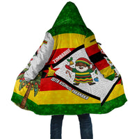 Zimbabwe Christmas Cloak with Festive Santa Palm Tree and Red Yellow Green Flag - Wonder Print Shop