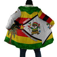 Zimbabwe Christmas Cloak with Festive Santa Palm Tree and Red Yellow Green Flag - Wonder Print Shop