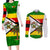 Zimbabwe Christmas Couples Matching Long Sleeve Bodycon Dress and Long Sleeve Button Shirt with Festive Santa Palm Tree and Red Yellow Green Flag - Wonder Print Shop