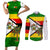 Zimbabwe Christmas Couples Matching Short Sleeve Bodycon Dress and Long Sleeve Button Shirt with Festive Santa Palm Tree and Red Yellow Green Flag - Wonder Print Shop