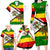 Zimbabwe Christmas Family Matching Long Sleeve Bodycon Dress and Hawaiian Shirt with Festive Santa Palm Tree and Red Yellow Green Flag - Wonder Print Shop