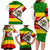 Zimbabwe Christmas Family Matching Long Sleeve Bodycon Dress and Hawaiian Shirt with Festive Santa Palm Tree and Red Yellow Green Flag - Wonder Print Shop