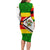 Zimbabwe Christmas Family Matching Long Sleeve Bodycon Dress and Hawaiian Shirt with Festive Santa Palm Tree and Red Yellow Green Flag - Wonder Print Shop