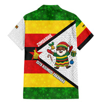 Zimbabwe Christmas Family Matching Mermaid Dress and Hawaiian Shirt with Festive Santa Palm Tree and Red Yellow Green Flag - Wonder Print Shop