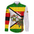 Zimbabwe Christmas Family Matching Off The Shoulder Long Sleeve Dress and Hawaiian Shirt with Festive Santa Palm Tree and Red Yellow Green Flag - Wonder Print Shop