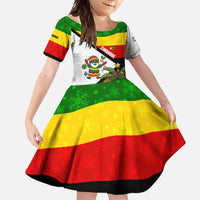 Zimbabwe Christmas Family Matching Summer Maxi Dress and Hawaiian Shirt with Festive Santa Palm Tree and Red Yellow Green Flag - Wonder Print Shop