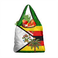 Zimbabwe Christmas Grocery Bag with Festive Santa Palm Tree and Red Yellow Green Flag - Wonder Print Shop