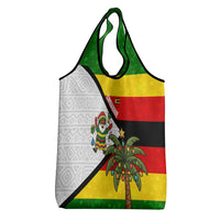 Zimbabwe Christmas Grocery Bag with Festive Santa Palm Tree and Red Yellow Green Flag - Wonder Print Shop