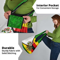 Zimbabwe Christmas Grocery Bag with Festive Santa Palm Tree and Red Yellow Green Flag - Wonder Print Shop