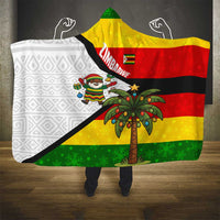 Zimbabwe Christmas Hooded Blanket with Festive Santa Palm Tree and Red Yellow Green Flag - Wonder Print Shop