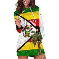 Zimbabwe Christmas Hoodie Dress with Festive Santa Palm Tree and Red Yellow Green Flag - Wonder Print Shop