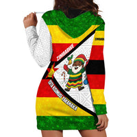 Zimbabwe Christmas Hoodie Dress with Festive Santa Palm Tree and Red Yellow Green Flag - Wonder Print Shop