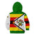 Zimbabwe Christmas Kid Hoodie with Festive Santa Palm Tree and Red Yellow Green Flag - Wonder Print Shop