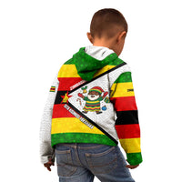 Zimbabwe Christmas Kid Hoodie with Festive Santa Palm Tree and Red Yellow Green Flag - Wonder Print Shop