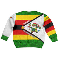 Zimbabwe Christmas Kid Ugly Christmas Sweater with Festive Santa Palm Tree and Red Yellow Green Flag - Wonder Print Shop