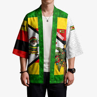 Zimbabwe Christmas Kimono with Festive Santa Palm Tree and Red Yellow Green Flag - Wonder Print Shop