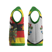 Zimbabwe Christmas Knitted V-Neck Vest with Festive Santa Palm Tree and Red Yellow Green Flag - Wonder Print Shop