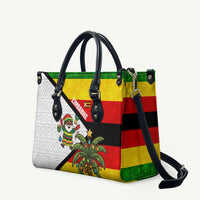 Zimbabwe Christmas Leather Bag with Festive Santa Palm Tree and Red Yellow Green Flag - Wonder Print Shop