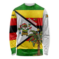 Zimbabwe Christmas Long Sleeve Shirt with Festive Santa Palm Tree and Red Yellow Green Flag - Wonder Print Shop