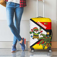 Zimbabwe Christmas Luggage Cover with Festive Santa Palm Tree and Red Yellow Green Flag - Wonder Print Shop