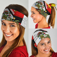 Zimbabwe Christmas Neck Gaiter with Festive Santa Palm Tree and Red Yellow Green Flag - Wonder Print Shop