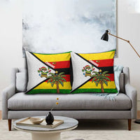 Zimbabwe Christmas Pillow Cover with Festive Santa Palm Tree and Red Yellow Green Flag - Wonder Print Shop