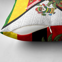 Zimbabwe Christmas Pillow Cover with Festive Santa Palm Tree and Red Yellow Green Flag - Wonder Print Shop