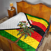 Zimbabwe Christmas Quilt with Festive Santa Palm Tree and Red Yellow Green Flag - Wonder Print Shop