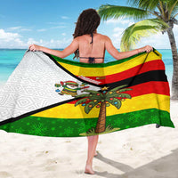 Zimbabwe Christmas Sarong with Festive Santa Palm Tree and Red Yellow Green Flag - Wonder Print Shop