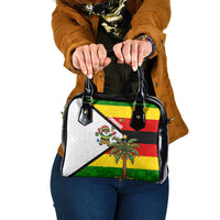 Zimbabwe Christmas Shoulder Handbag with Festive Santa Palm Tree and Red Yellow Green Flag - Wonder Print Shop