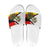 Zimbabwe Christmas Slide Sandals with Festive Santa Palm Tree and Red Yellow Green Flag - Wonder Print Shop